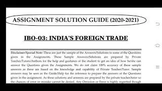 IBO 3 Ignou Solved Assignment