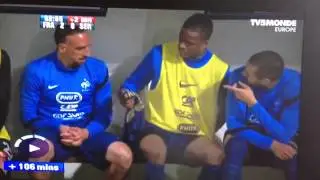 Evra wiping his butt with Valbuena's shirt