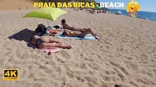 Praia das Bicas Beach, Sesimbra beach walk 🏖walking Portugal best beaches