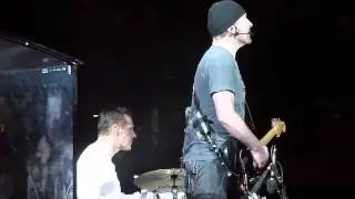 Larry Mullen Jr. gets annoyed as fan rushes the stage at U2360 in NJ 7.20.11