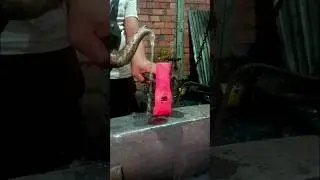 So cool!! The hammer head hardening process uses oil and water. #tools #powerhammer