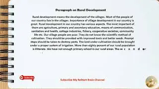 Paragraph on Rural Development
