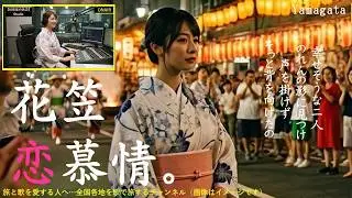 山形「花笠恋慕情」好きだった人を訪ねて山形に来た女性がいます。どうにもならない場面を目撃し、傷心のまま花笠まつりの中に入ります。【AI、演歌、昭和歌謡、旅、ご当地ソング、鉄道の旅、旅と歌の朗読】