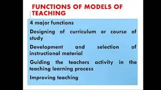 Models of Teaching-functions and fundamental elements