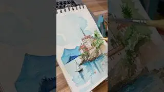 &ldquo;Inspired by the calm beauty of Lake Bled 🏞️🎨 #WatercolorArt #LakeBled #EuropeanLandscape #art