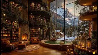 Winter Jazz for Deep Reading ❄️ A Snowbound Literary Library with Fireplace Glow and Endless Books ☕