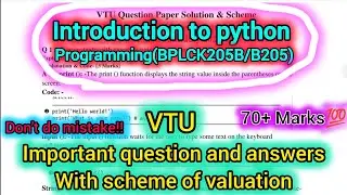 Python(BPLCK205B/B205) Important Questions and Answers | Scheme of Valuation✅ | Vtu Exam 2025