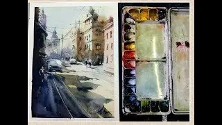 Maestriaa,Watercolour Landscape Painting | Cityscape | Rainy | Mumbai | By Achintya