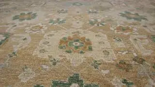 Rug & Kilim&rsquo;s Oushak Style Rug in Beige-Brown and Green Floral Patterns - 27504