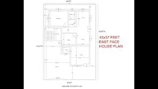 40x57 feet east face house plan | 1 bhk and 3bhk east face house plan with parking and puja room