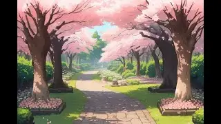 Spring Ambience🌸Cherry Blossom 🌸 relaxing walk with falling cherry blossoms and piano music 🎹