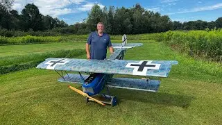 Maiden flight of the 1/3 scale GTM Fokker Dvii with a Kolm 135cc inline twin.