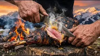 Roasting a Whole Goat Leg in the Himalayas 🏔️🔥 #ASMR