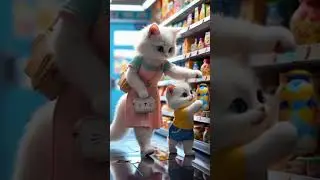 Cute Cat Mom & Kitten Go Shopping 🛒 | Adorable AI Animation for Kids & Cat Lovers