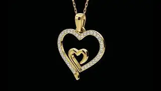 Heart Pendant with Small Melee Diamonds | Gold & Diamond Mine