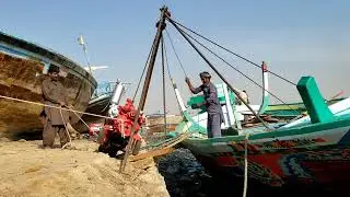 keeping the engine in the fishing boat