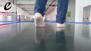 Barefoot With Silk Socks in Table Tennis Hall