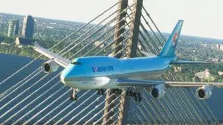 Tense as the plane crosses the bridge / game