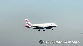British Airways Airbus A319 G-EUOE landing at London Heathrow from Zurich 