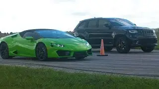 Lamborghini Huracan против 1000-сильного Jeep Trackhawk: гонка на вынос