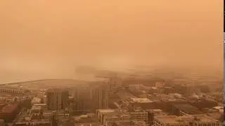 Orange skies over smoky San Francisco