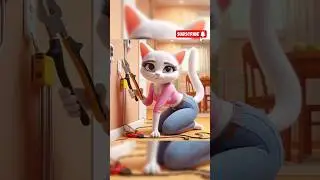 Mummy Cat Fixes the Electricity #cat #cute #cutecat #funny #cartoon #catlovers