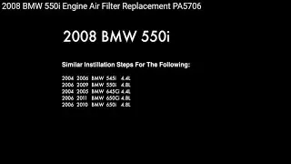 2008 BMW 550i Engine Air Filter Replacement PA5706