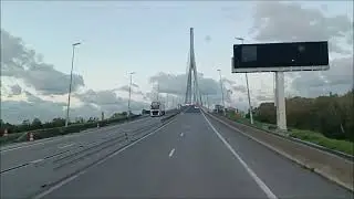 FRANCE, ROAD A29, PONT DE NORMANDIE BRIDGE, part 1