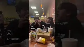 Me chilling with my friends eating del taco at subway