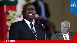 Crowd applauds DP Ruto at Nyayo Stadium as he pays tribute to Mwai Kibaki