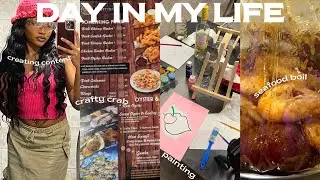 day in my life vlog ♡ | hanging out with new friends, creating content, sip + paint, seafood boil