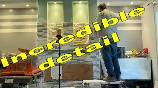 Stacked stone marble fireplace Part 3