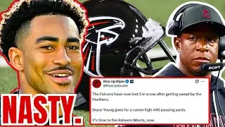 Bryce Young Goes For 448 YDS 3 TDS! Falcons LOSE! CALLS for Raheem Morris to be FIRED get LOUD!
