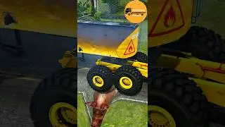 MUDRUNNER SPINTIRES Eps 70. Giant Fuel Truck Tows Heavy Sand Dump Rig Over Speed Bumps