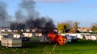 Thorney Bay Park, Canvey Island - caravan destroyed by fire