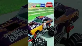 Big and Small Car vs police roadblock -BeamNG.Drive