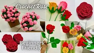 🌹Easy Crochet Rose for beginners | Crosia Se Gulab Ka Phool banana | Crochet Ideas