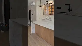Кухонный фартук, столешница и остров с ногой #marble #interiordesign #kitchen #art