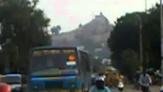 Long shot view of Rockfort Temple from Cauvery Bridge