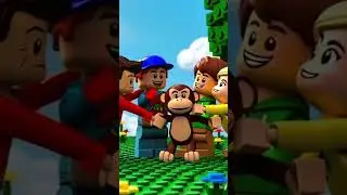 🐒 LEGO Kids playing with a LEGO monkey 🎉 #lego #animation #legokids #disney #legostopmotion