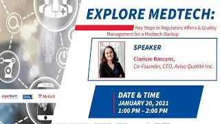 Explore MedTech Seminar | Regulatory Affairs and Quality Management for MedTech Startups | Aviso
