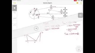 Kinematic of machines  | Velocity Diagram | Relative Velocity Method | Solved Example 1