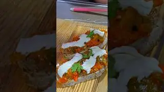 Peperonata Toast | Toasted Bread with Roasted Peppers, Tomatoes & Mozzarella