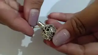 Sterling Silver, Peridot Gemstone, Harmony Ball, Cage Pendant HB 481