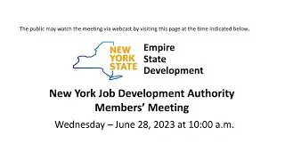 JDA Members&rsquo; Meeting - June 28, 2023 | New York State | Empire State Development
