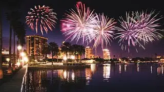 Fireworks on New Year's Eve in Saint Petersburg Florida
