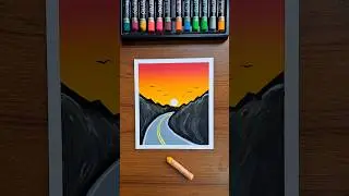 🎨 Easy Road Painting | Oil Pastel Art  #artshorts #easytutorial #acrylicpainting #oilpasteldrawing