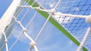 vecteezy behind the ropes of the outdoor soccer field goal net 9295795GGG