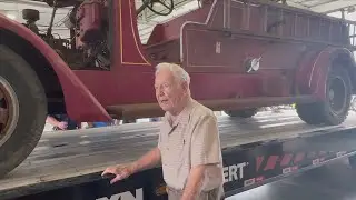 Antique fire engine returns home