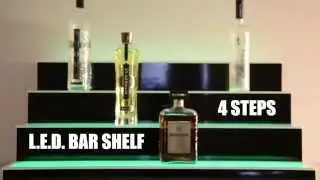 Four Step Lighted L.E.D. Bar Shelf for Liquor Shelf